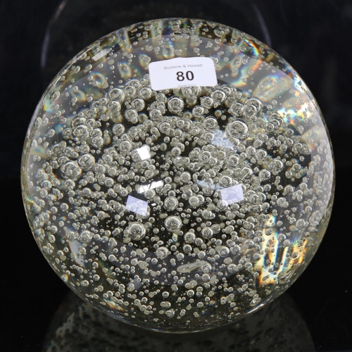 80 - A large clear bubble glass dump paperweight, diameter 20cm