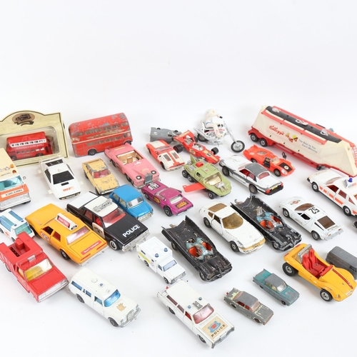 83 - Various Vintage diecast toy cars and vehicles, including Lady Penelope's FAB 1, Batmobile, Dinky etc... 