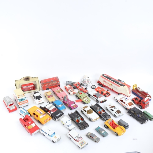 83 - Various Vintage diecast toy cars and vehicles, including Lady Penelope's FAB 1, Batmobile, Dinky etc... 