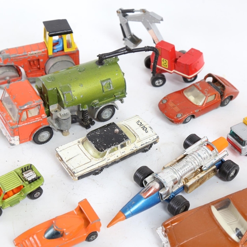 91 - Various Vintage diecast model toys and vehicles, including Corgi Swedish Jet Dragster, Dinky Aveling... 