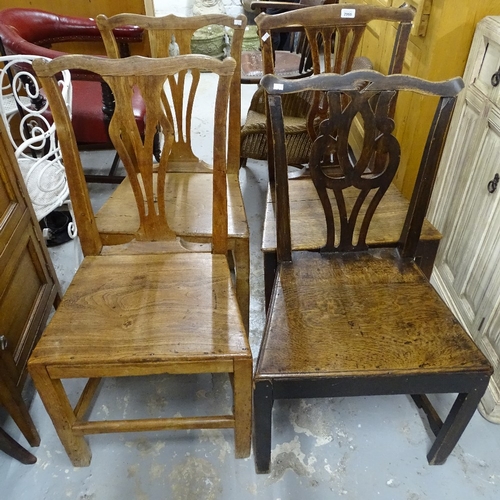 1974 - 4 Georgian country Chippendale elm chairs