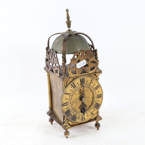 578 - A brass lantern clock, no maker, height 28cm