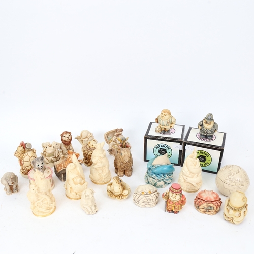 592 - A group of resin novelty figurines and trinket boxes, including Harmony Kingdom and Eclipse (2 boxes... 