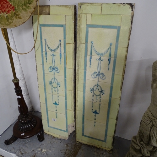 2067 - A pair of Art Nouveau tiled panels, H100cm, W28cm