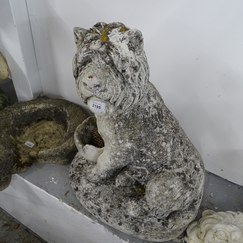 2072 - A weathered concrete garden statue of a West Highland Terrier, H61cm