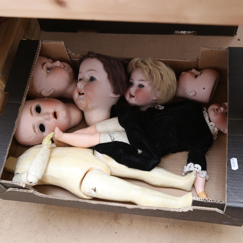 455 - A group of porcelain and composition dolls