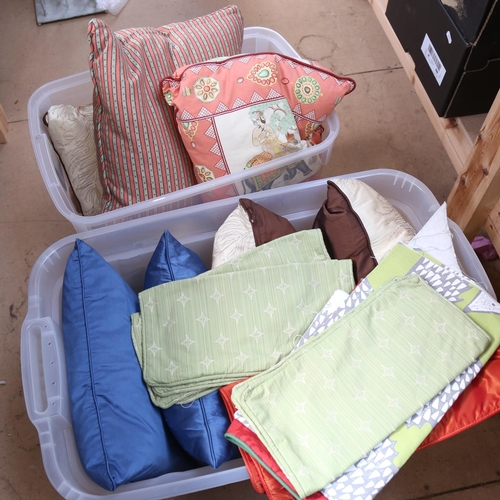 457 - 2 boxes of cushions and textiles