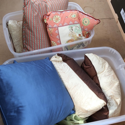 457 - 2 boxes of cushions and textiles