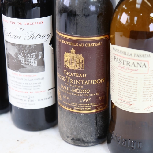 478 - 4 bottles of wine and fortified wine, 2 red Bordeaux, Chateau Pitray 1995, Chateau Larose-Trintaudon... 