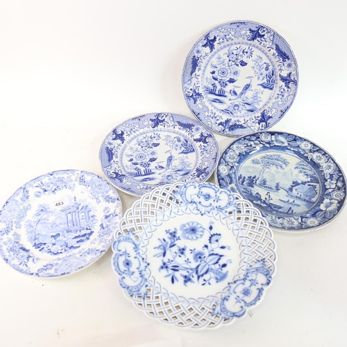 483 - A group of 19th century blue and white plates