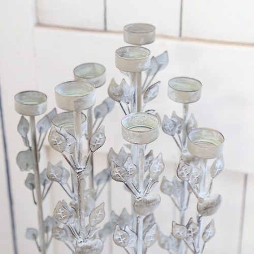 494 - 2 Oka  wrought-metal candle stands, tallest 108cm