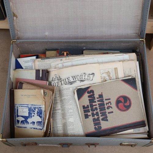 497 - A suitcase full of ephemera, commemorative newspapers etc