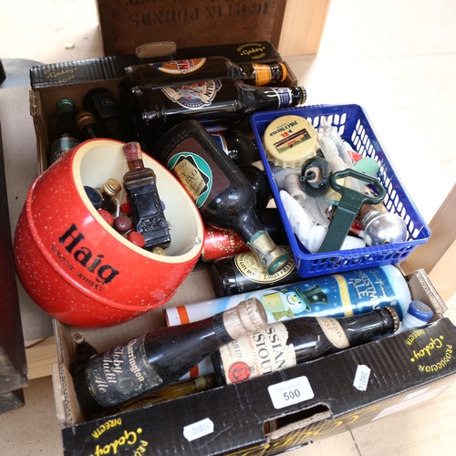 500 - A collection of commemorative ales, brewery items, bottle stoppers etc (boxful)