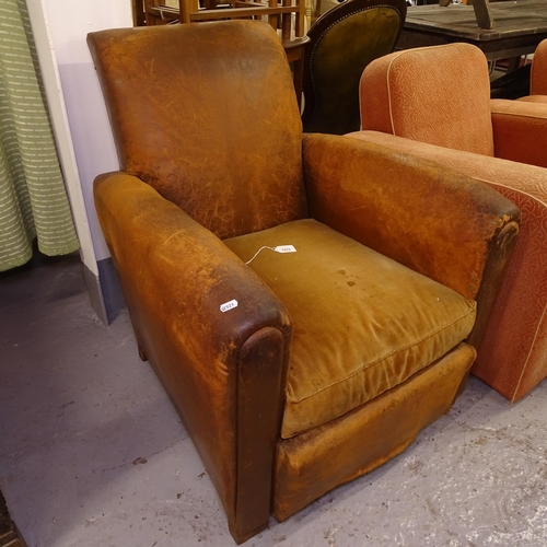 1970 - An early 20th century French leather-upholstered Club chair