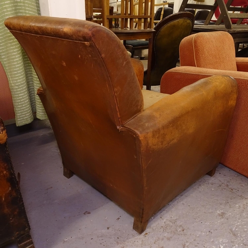 1970 - An early 20th century French leather-upholstered Club chair