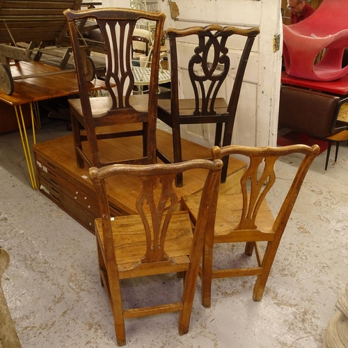 1974 - 4 Georgian country Chippendale elm chairs