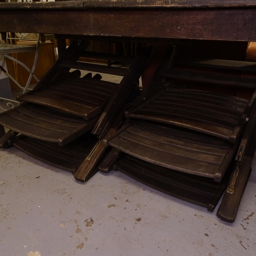 1978 - A rectangular hardwood extending garden table, together with a set of 6 matching folding chairs