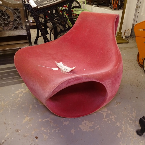 1992 - Luigi Colani pink chair, Switzerland 1970-1978, and a flocked pink moulded fibreglass sculpture chai... 