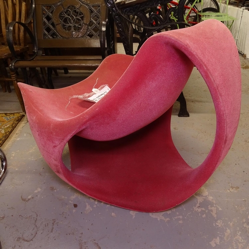 1992 - Luigi Colani pink chair, Switzerland 1970-1978, and a flocked pink moulded fibreglass sculpture chai... 