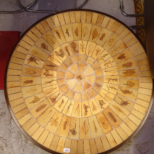 1993 - Roger Capron, a 1970s Garrigue tiled circular coffee table, Vallauris, France signed to 1 tile, W95c... 