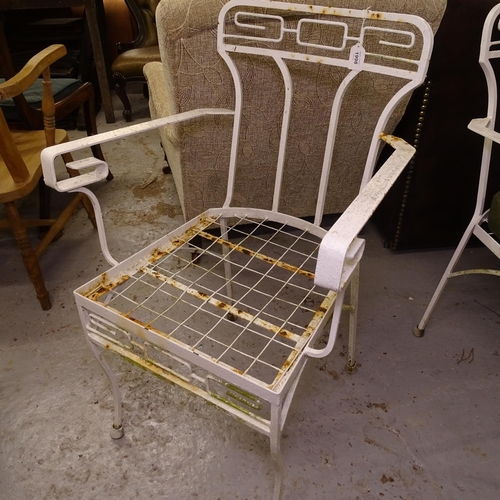 1998 - A set of 4 contemporary design wrought-iron garden chairs, with loose seat cushions