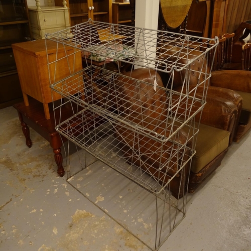 2000 - A Vintage galvanised metal grocer's/baker's 3-section display stand, W100cm, H25cm