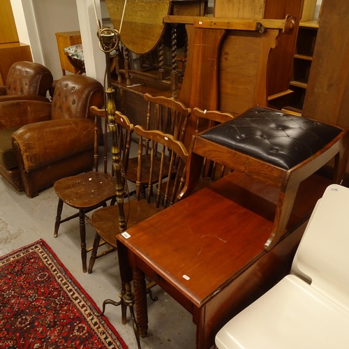 2002 - A set of 4 stick-back dining chairs, a Victorian mahogany Pembroke table, a brass effect standard la... 