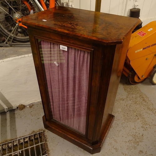 2009 - A Victorian figured walnut music cabinet, with glazed door, W53cm, H88cm, D36cm