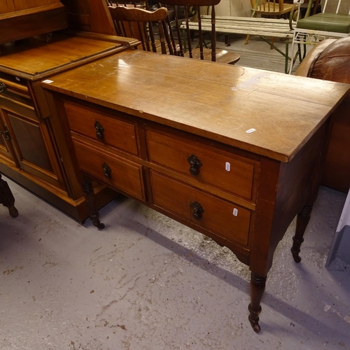 2011 - An Edwardian walnut 4-drawer chest, W91cm, H74cm, D46cm