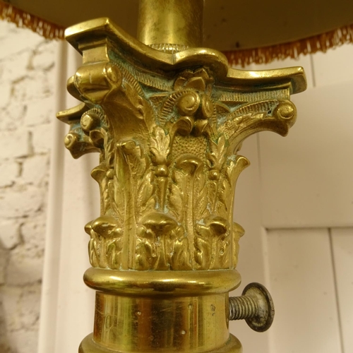 2027 - A brass Corinthian column telescopic standard lamp