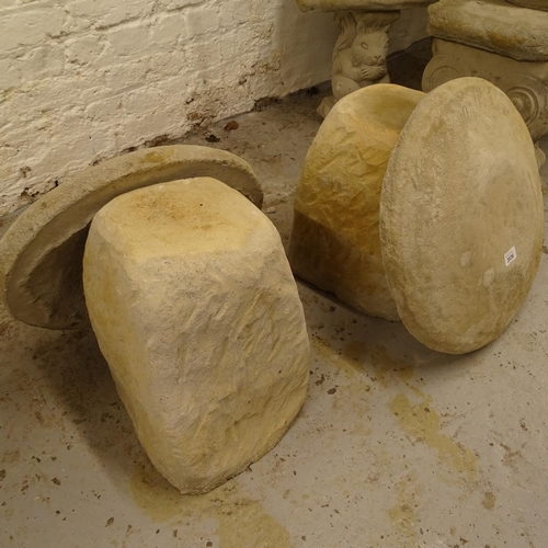 2036 - A pair of concrete 2-section staddle stones, W45cm, H40cm