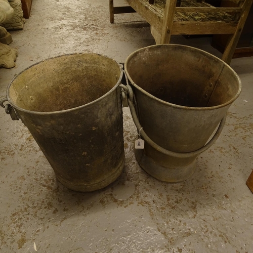 2042 - 2 large galvanised metal buckets