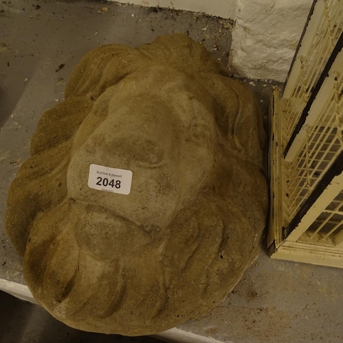 2048 - A concrete lion wall mask, L40cm