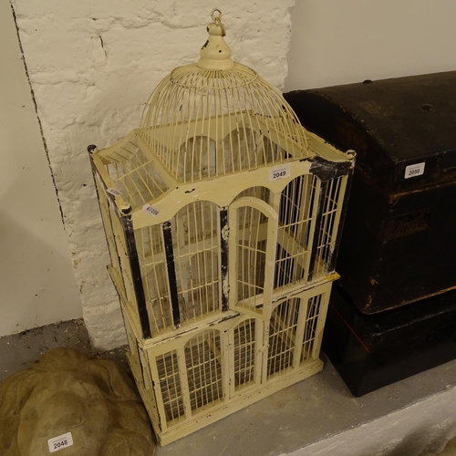 2049 - A painted Victorian style hanging bird cage, H80cm