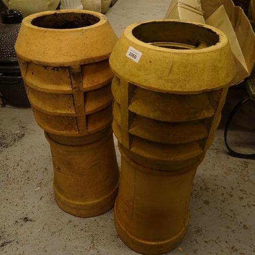 2060 - A pair of terracotta chimneys, H79cm