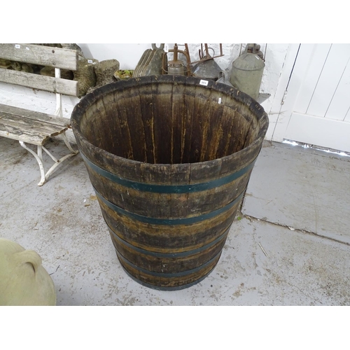 2075 - A large French coopered wine barrel, W71cm, H84cm