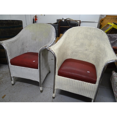 2077 - A pair of mid-century painted wicker conservatory chairs