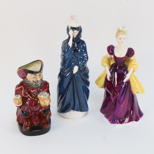 517 - Royal Doulton Masque figure, HN2554, Royal Doulton Loretta, HN2337 (second), and Royal Doulton John ... 