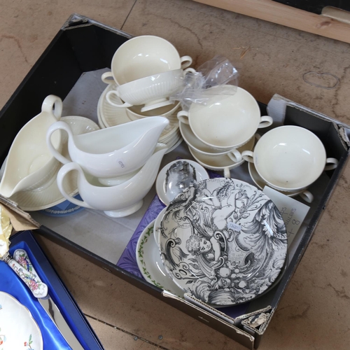 537 - A group of china, including Wedgwood white china, Edme pattern soup cups and saucers etc (boxful)