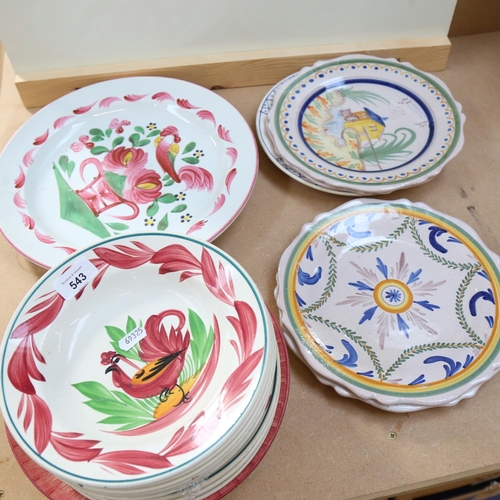 543 - A collection of French faience glazed plates, including Sarreguemines (18)