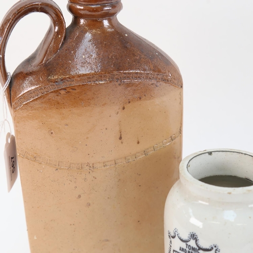 567 - Antique salt glaze bottle impressed W Gee, height 27cm, and a Numol jar