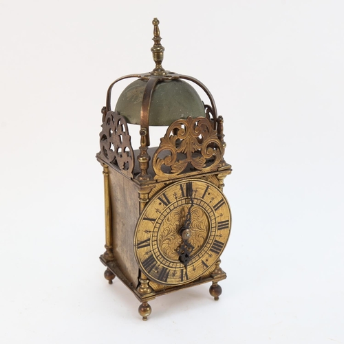 578 - A brass lantern clock, no maker, height 28cm