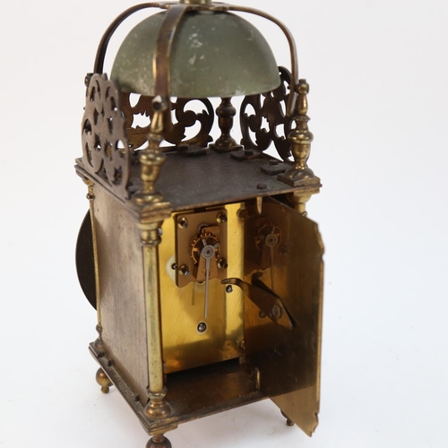 578 - A brass lantern clock, no maker, height 28cm