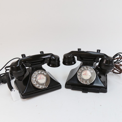 590 - 2 Vintage black Bakelite dial telephones