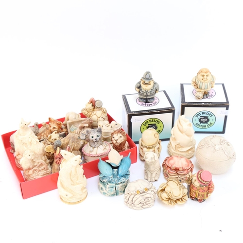 592 - A group of resin novelty figurines and trinket boxes, including Harmony Kingdom and Eclipse (2 boxes... 