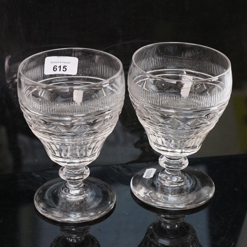 615 - A pair of 19th century cut-glass goblets, 16.5cm