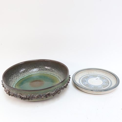 633 - An Iceland Lava art pottery dish, 34cm, and a Cardiff Studio pottery dish