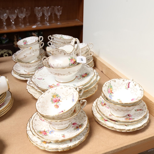 644 - Vintage Coalport tea service, with painted floral and gilded decoration