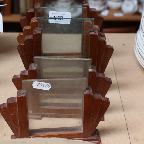 648 - A box of Lifebuoy soap, and 5 Art Deco oak photo frames, tallest 16.5cm