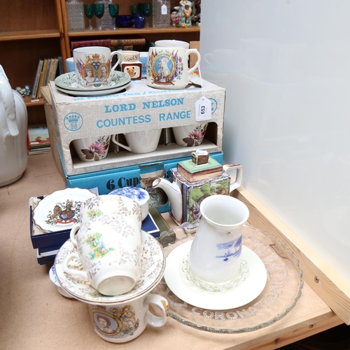 653 - Boxed teaware, Royal commemorative china, and other items